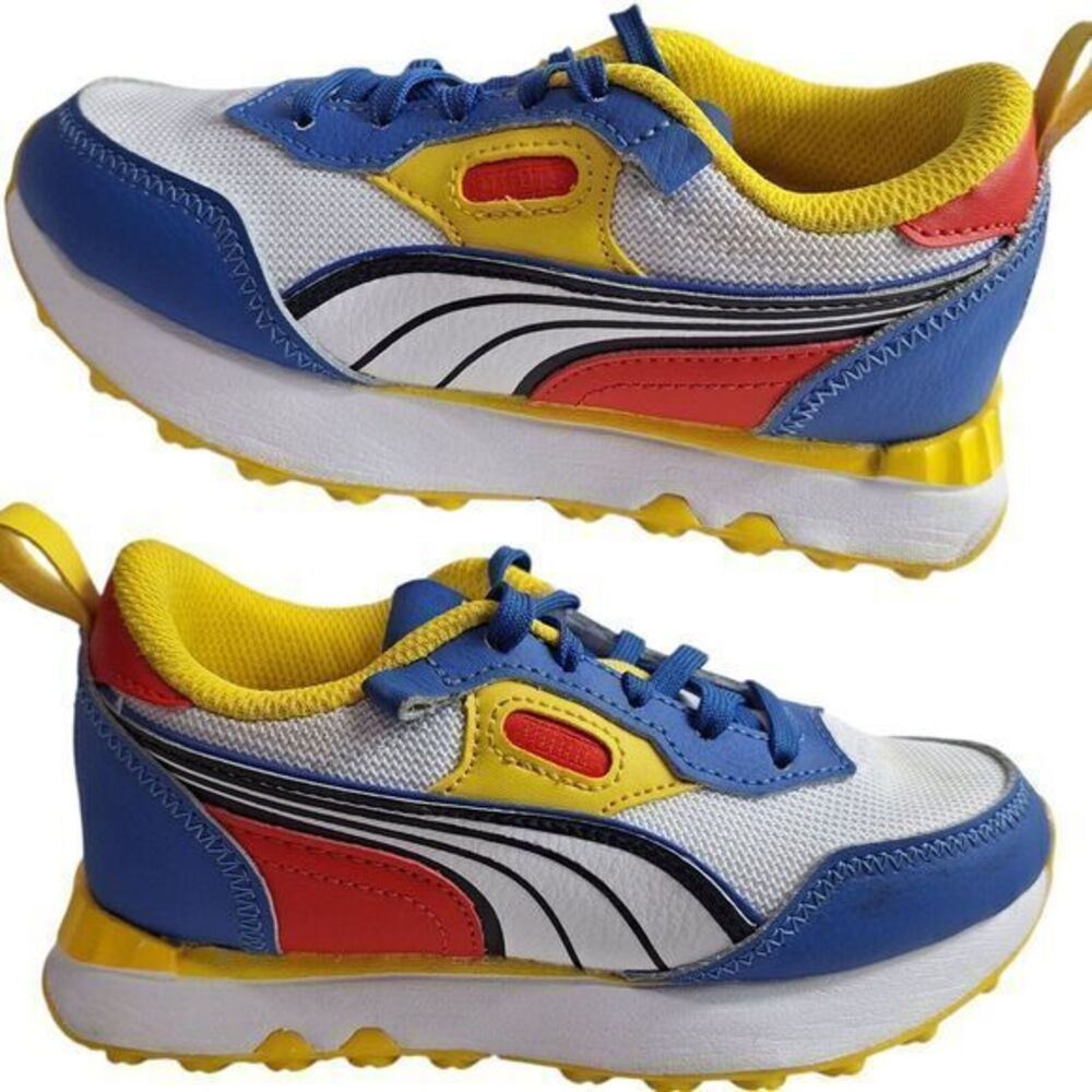 Puma Rider Fv Primary Lace Up Youth Boys Blue White Sneakers Size 8 (16cms)